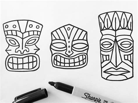 tiki maskers|tiki mask drawing.